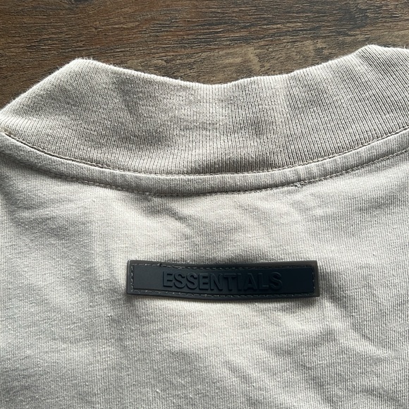 ESSENTIALS Tan Logo Long Sleeve T-Shirt - Picture 4 of 4